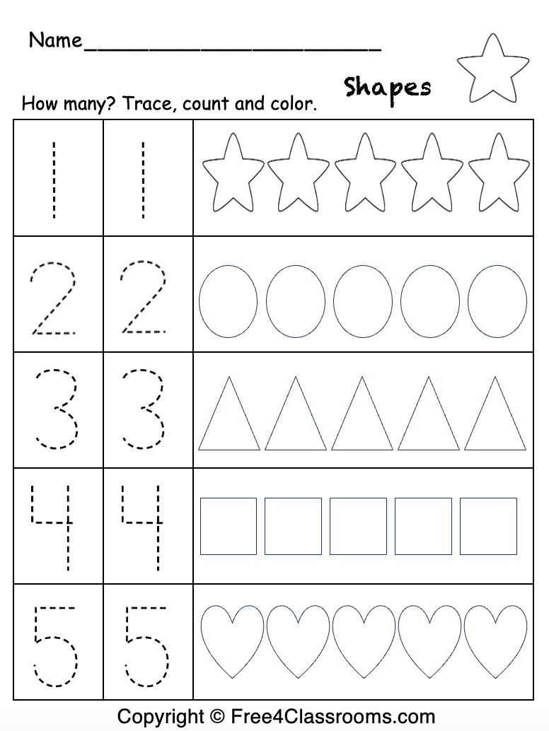 Free Preschool Math Worksheet