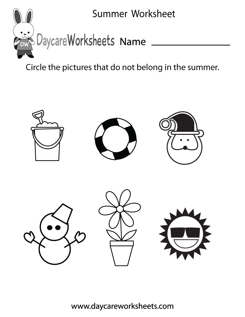 summer season worksheets for kindergarten