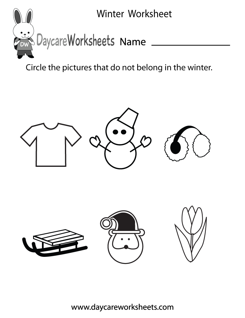 kindergarten winter worksheets printable
