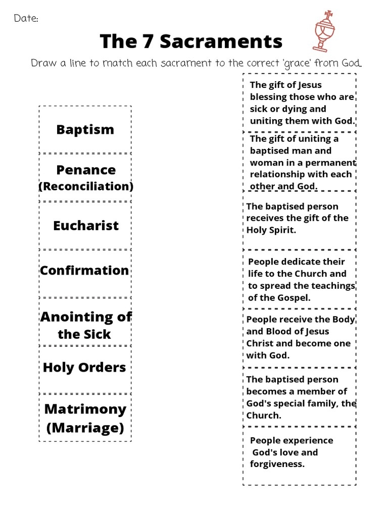 Free Printable 7 Sacraments Worksheet FREE Printable HQ