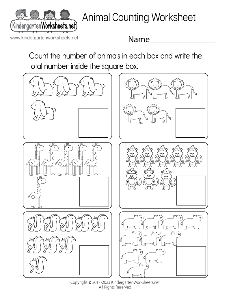 Free Printable Animal Counting Worksheet