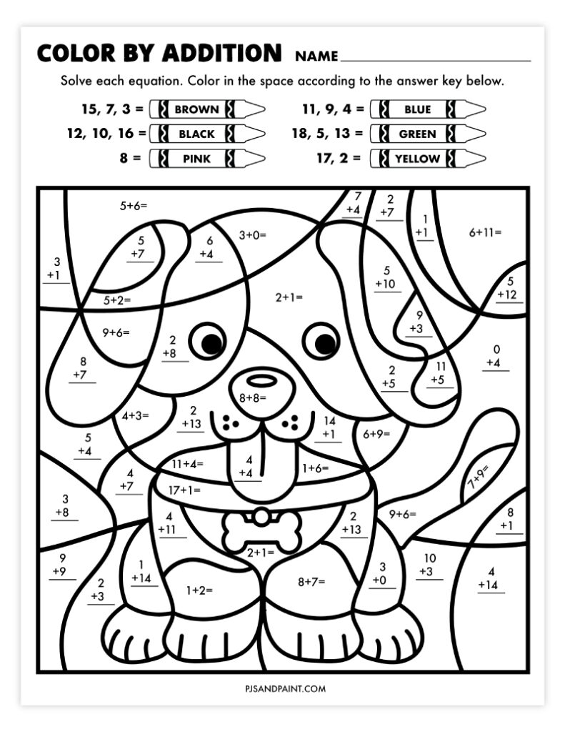 Free Printable Color By Addition Worksheet Pjs And Paint Free Printable Color By Addition Worksheet Pjs And Paint