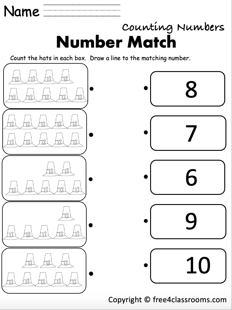 number worksheets for kindergarten
