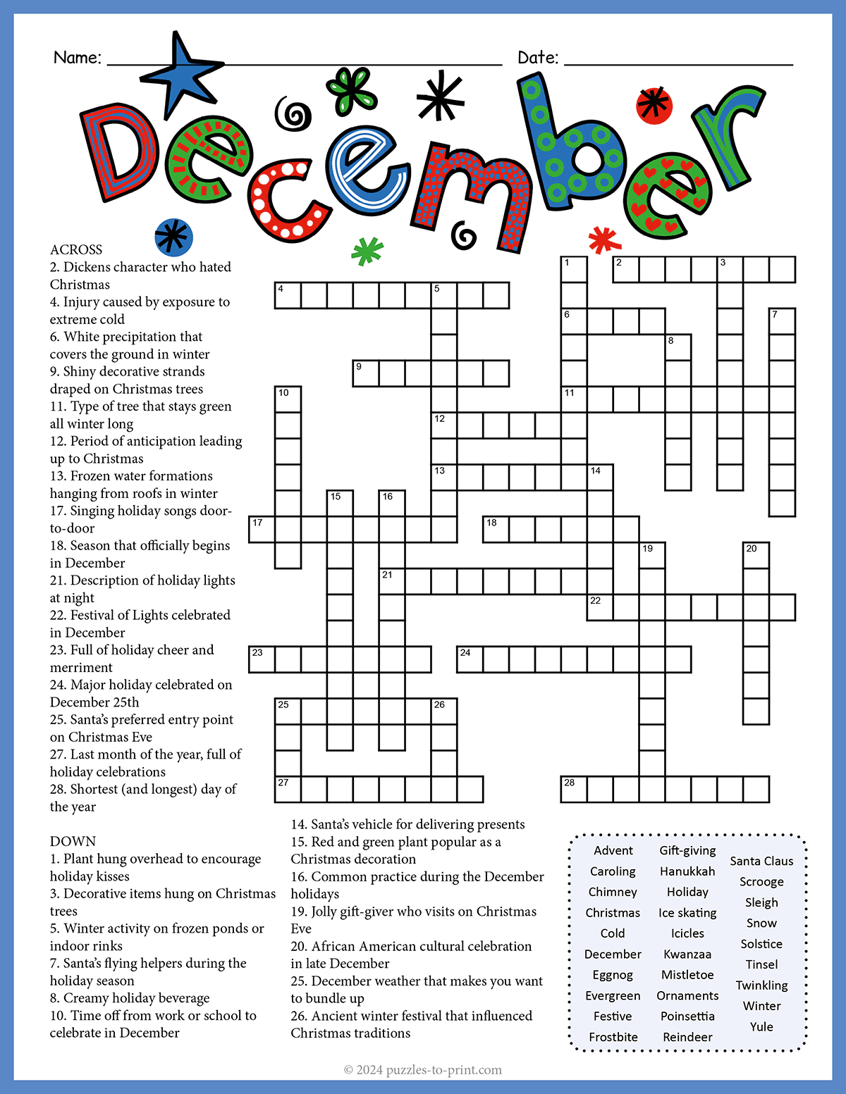 printable crosswords for kids