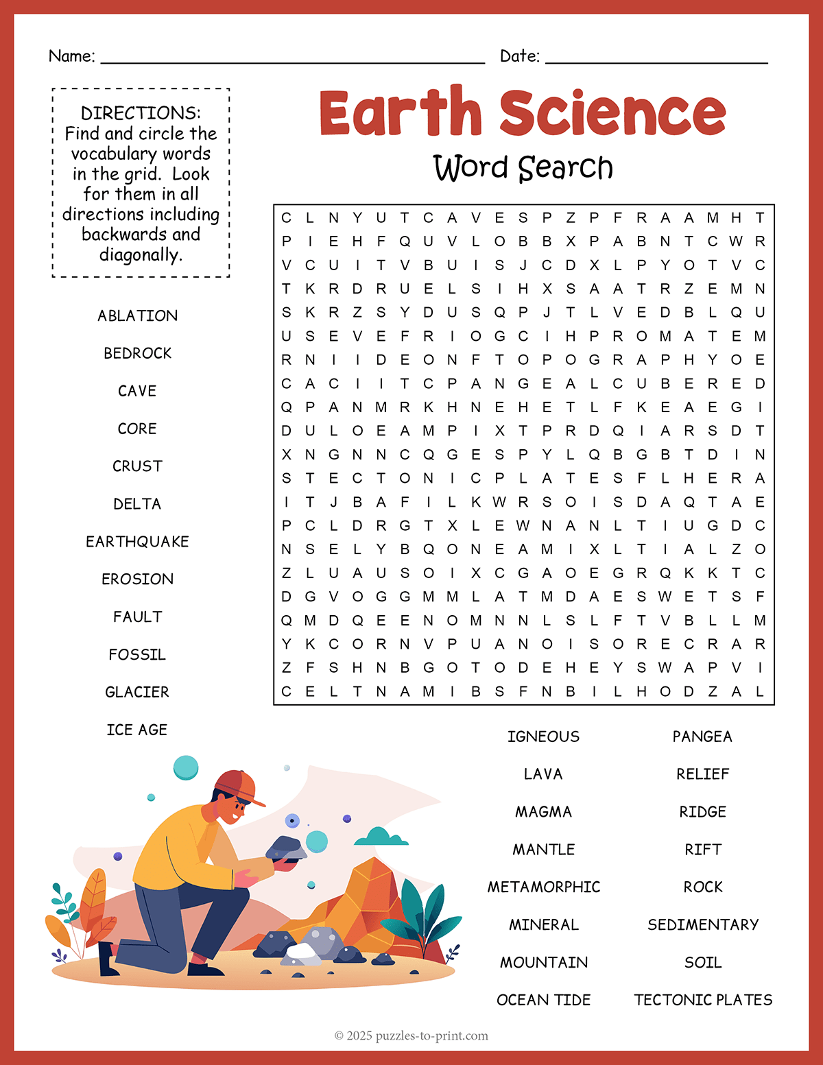 word search science printable