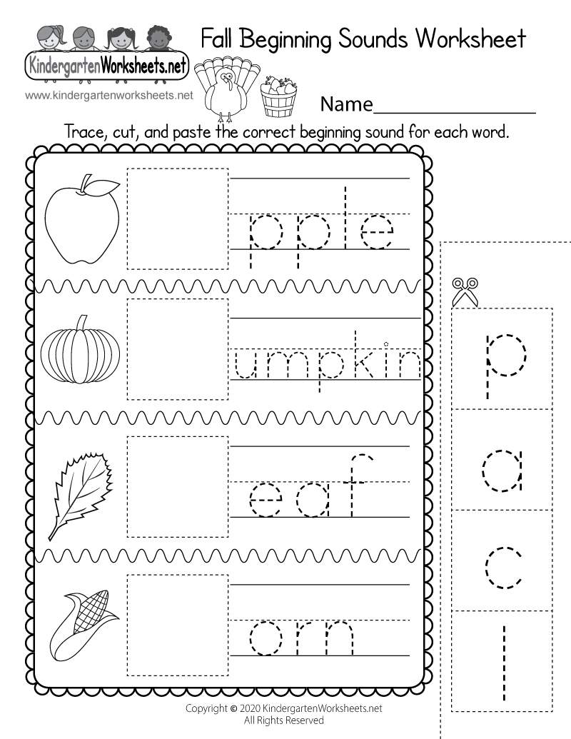 Free Printable Fall Beginning Sounds Worksheet Free Printable Fall Beginning Sounds Worksheet