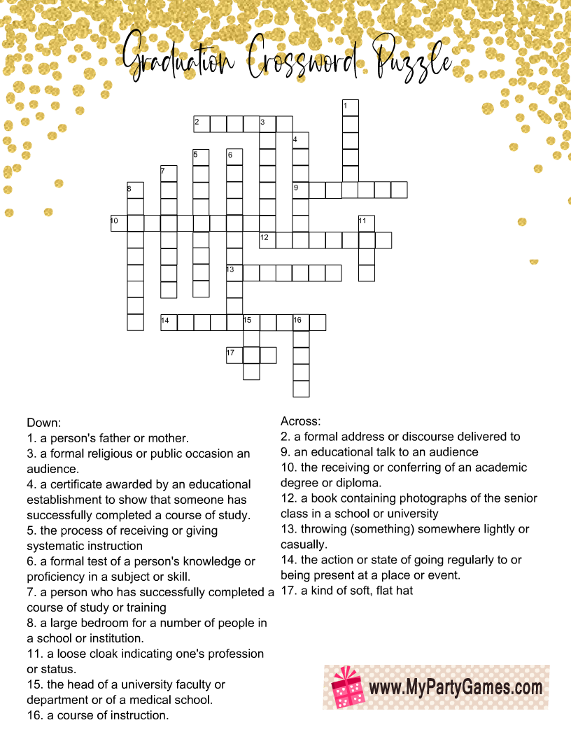 Free Printable Graduation Crossword Puzzle Free Printable Graduation Crossword Puzzle