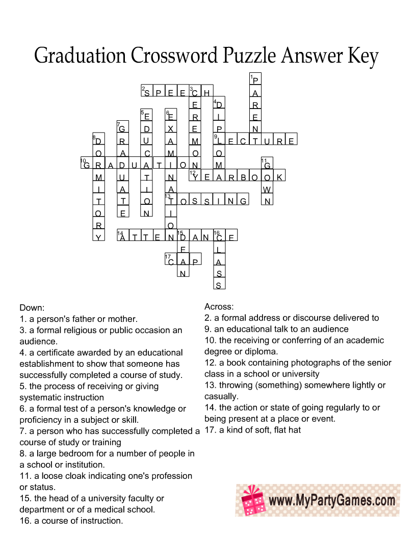 Free Printable Graduation Crossword Puzzle Free Printable Graduation Crossword Puzzle