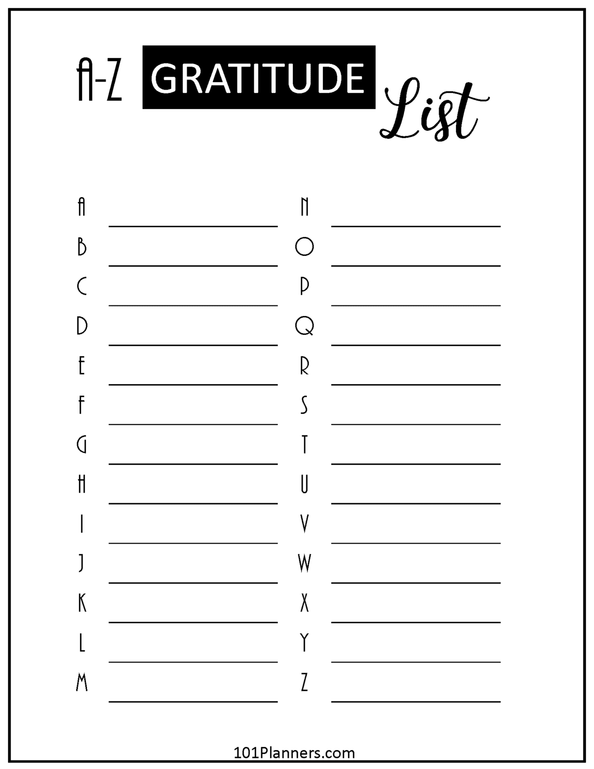 FREE Printable Gratitude List Templates Hundreds Of Designs