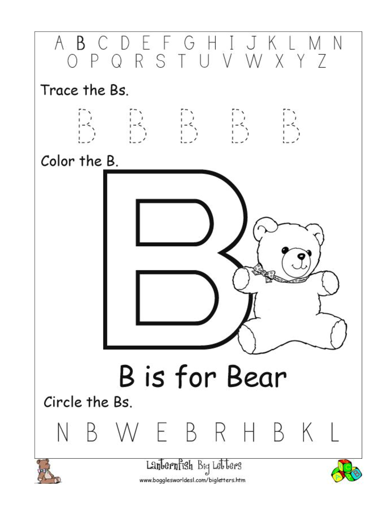 letter b worksheet printable