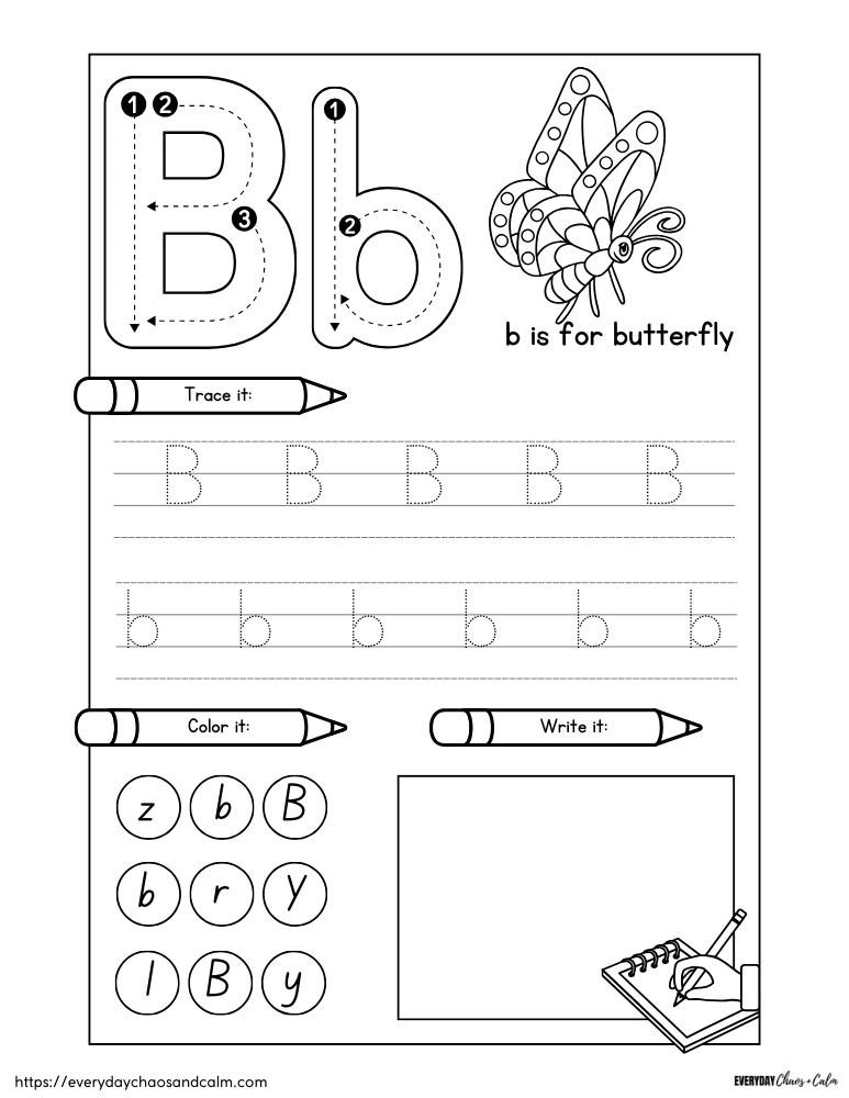 letter b worksheet free printable