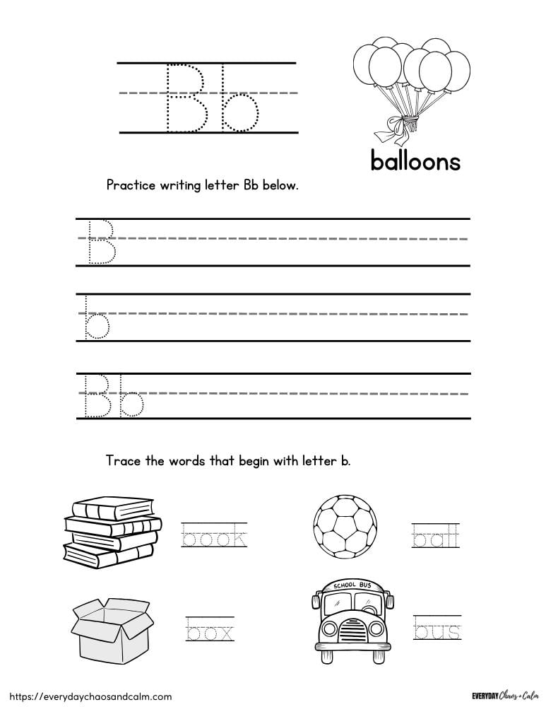 Free Printable Letter B Worksheets