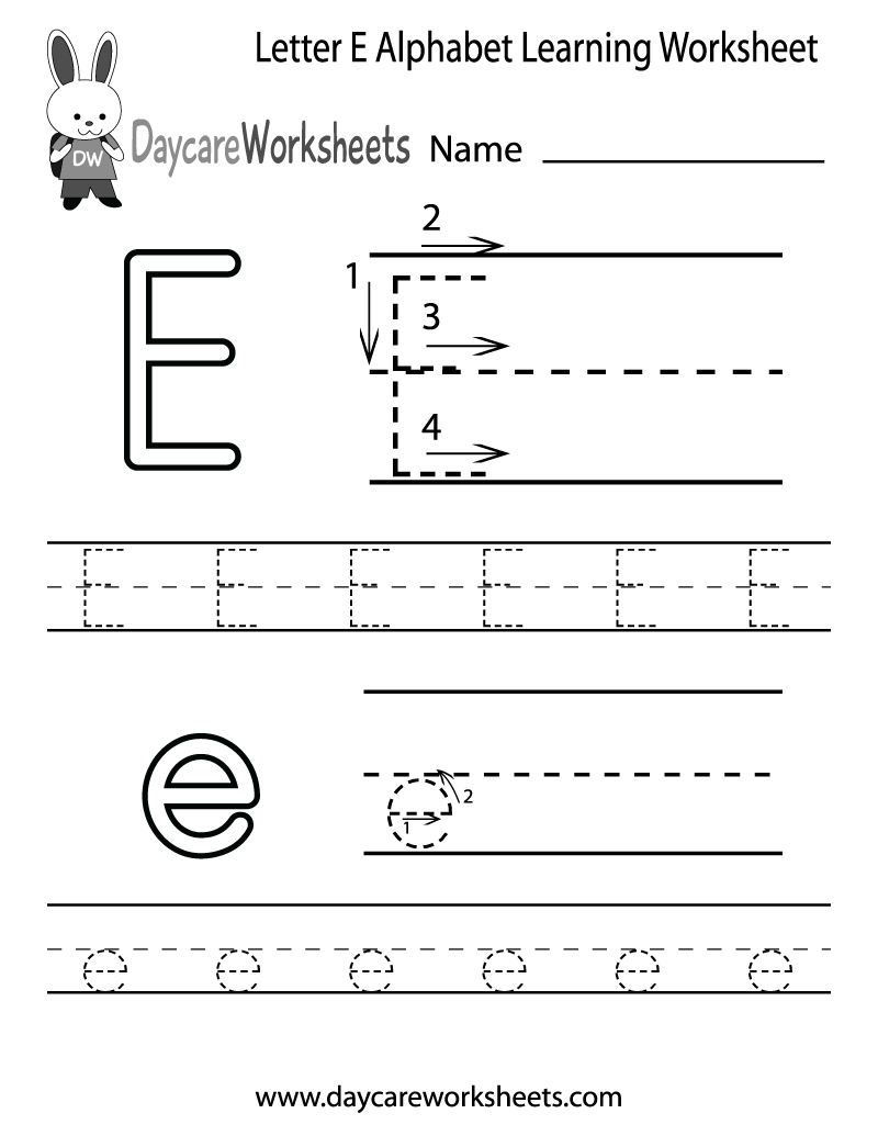 e worksheets for preschool