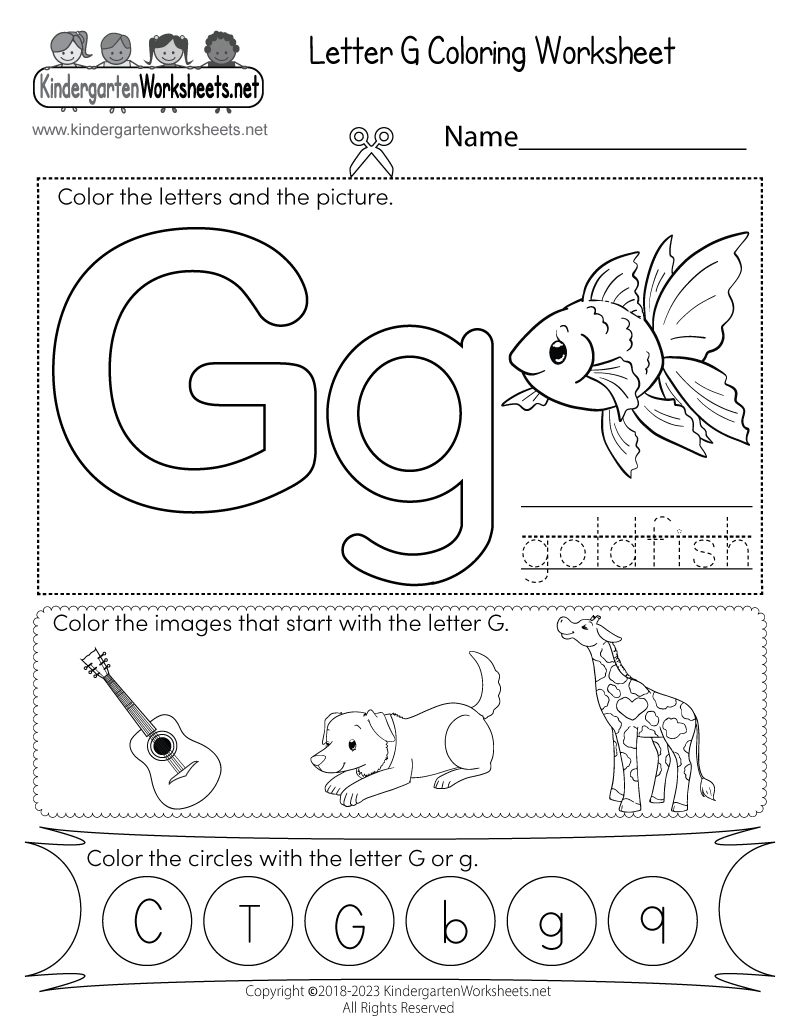 Free Printable Letter G Coloring Worksheet