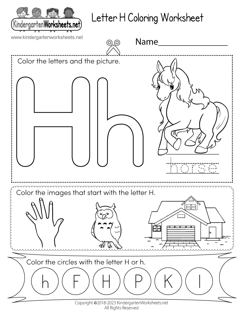 free printable letter h worksheet