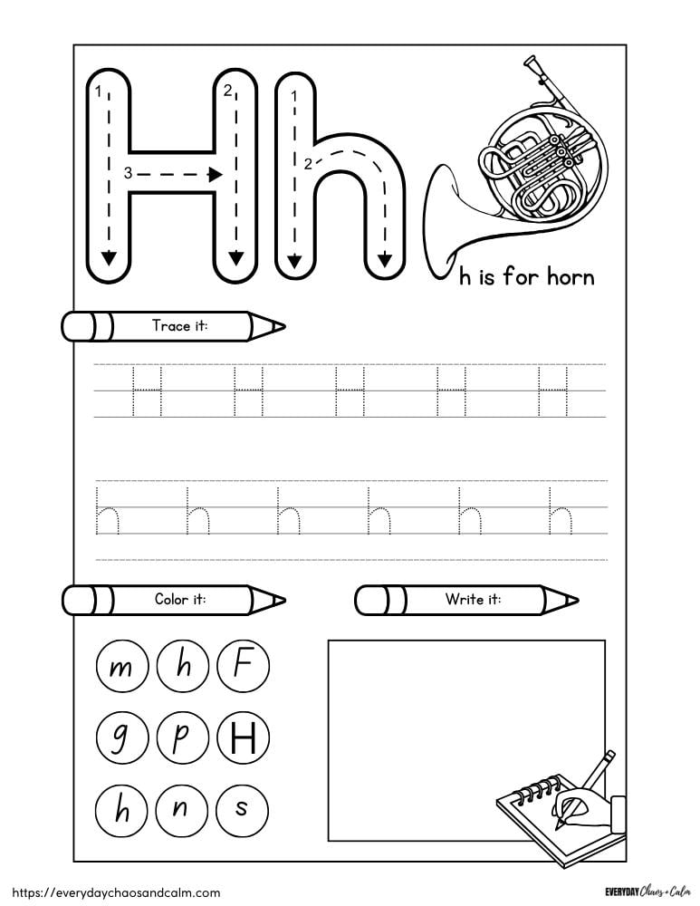 Free Printable Letter H Worksheets