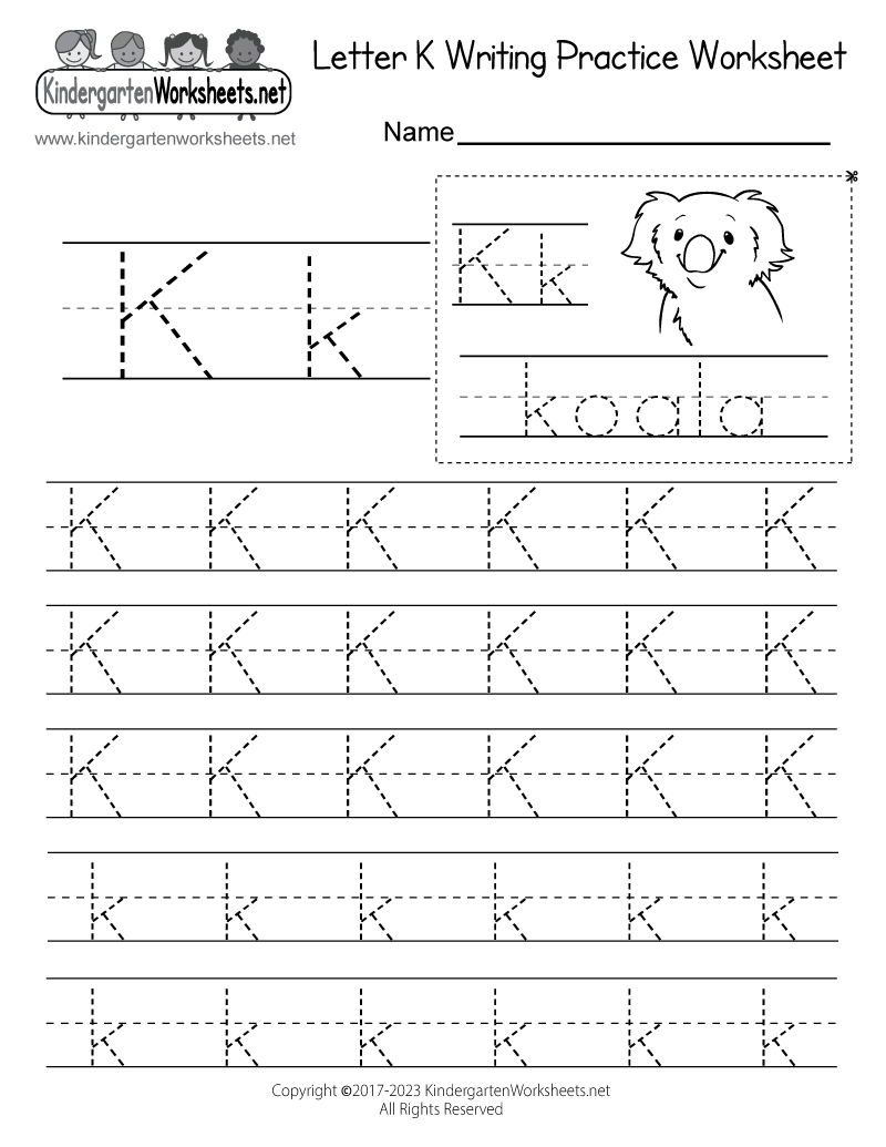 letter k worksheets for kindergarten