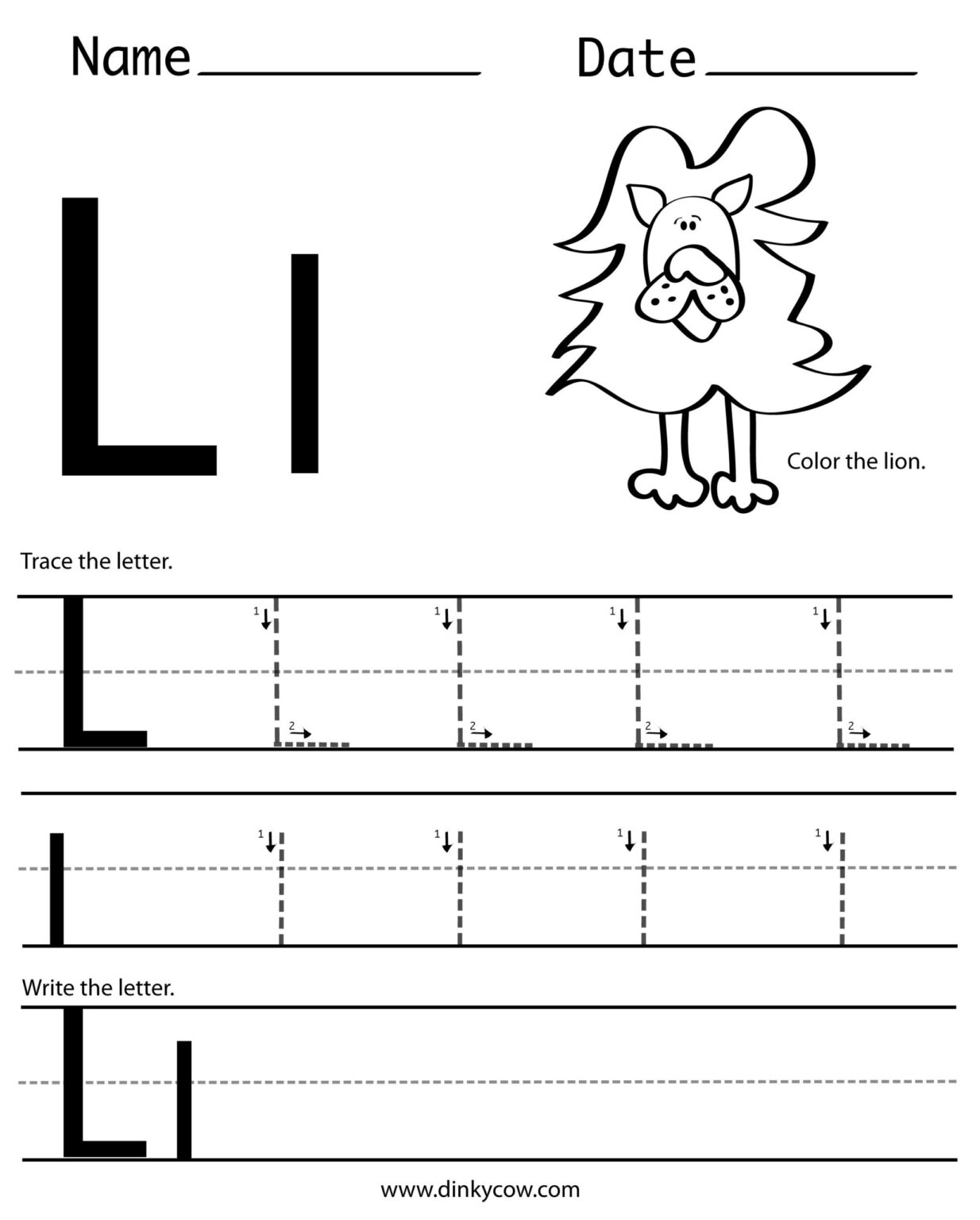 free printable letter l worksheet