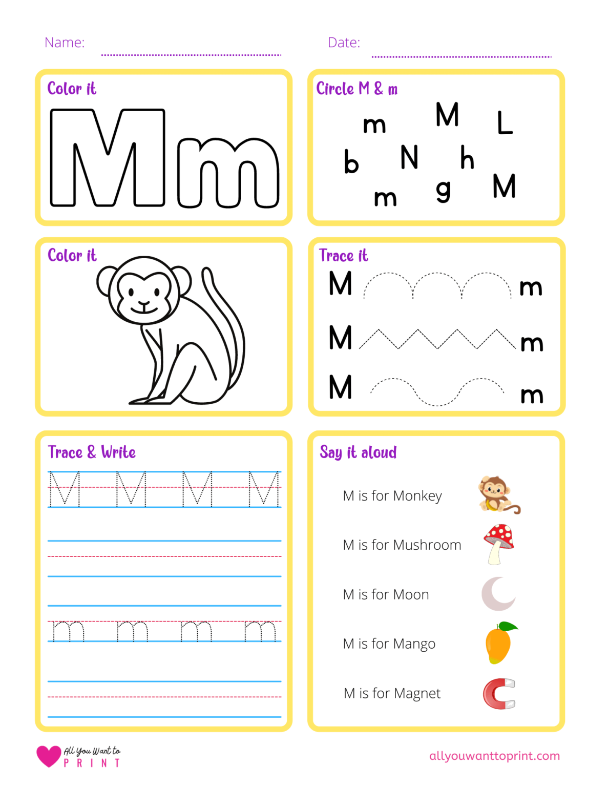 Free Printable Letter M Worksheet 6 Activities In 1 Letter