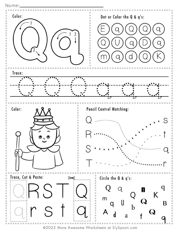 Free Printable Letter Q Worksheets Sly Spoon