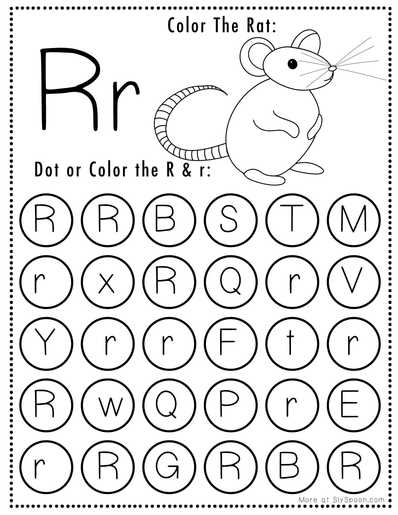Free Printable Letter R Worksheets Sly Spoon