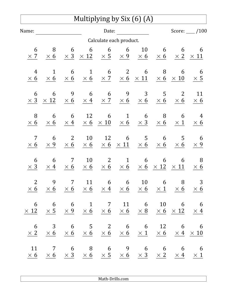 Free Printable Multiplication Worksheets 6s Multiplication Worksheets