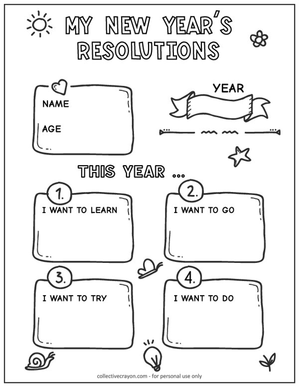 Free Printable New Year 39 s Resolutions Template