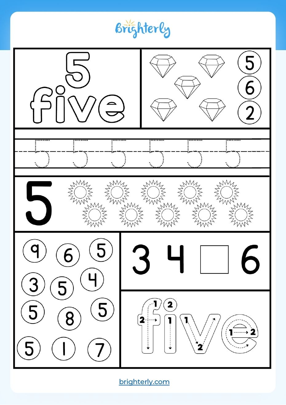 Free Printable Number 5 Five Worksheets For Kids PDFs Brighterly
