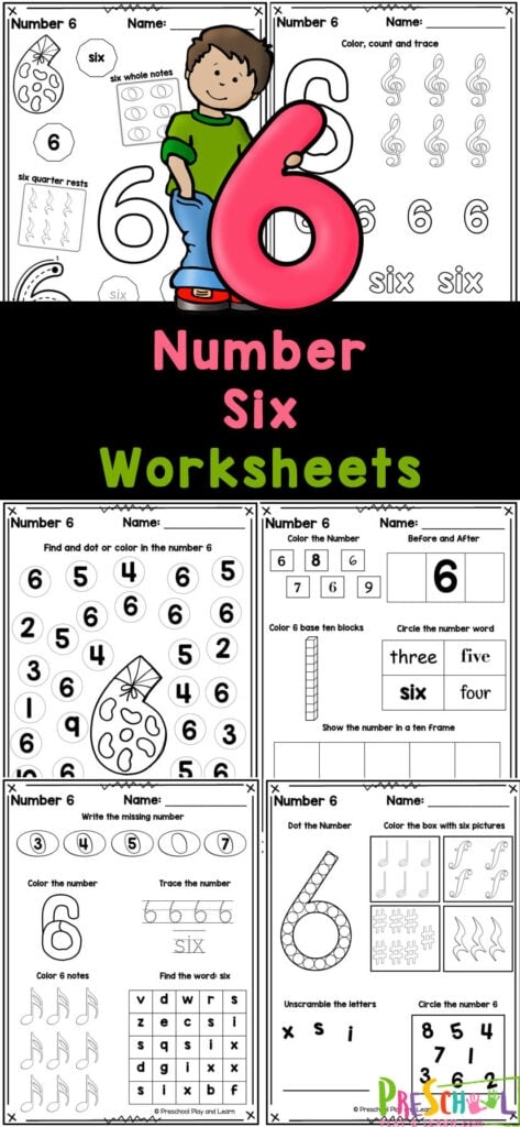 number 6 worksheet preschool free printable