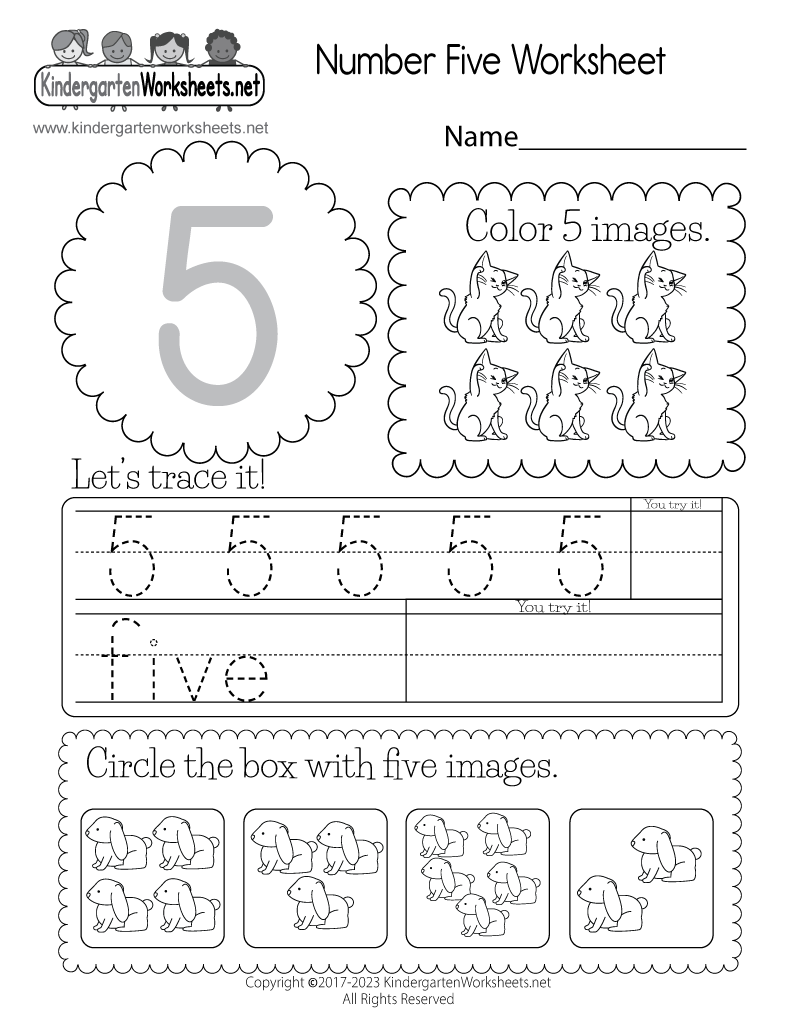 Free Printable Number Five Worksheet Worksheets Library