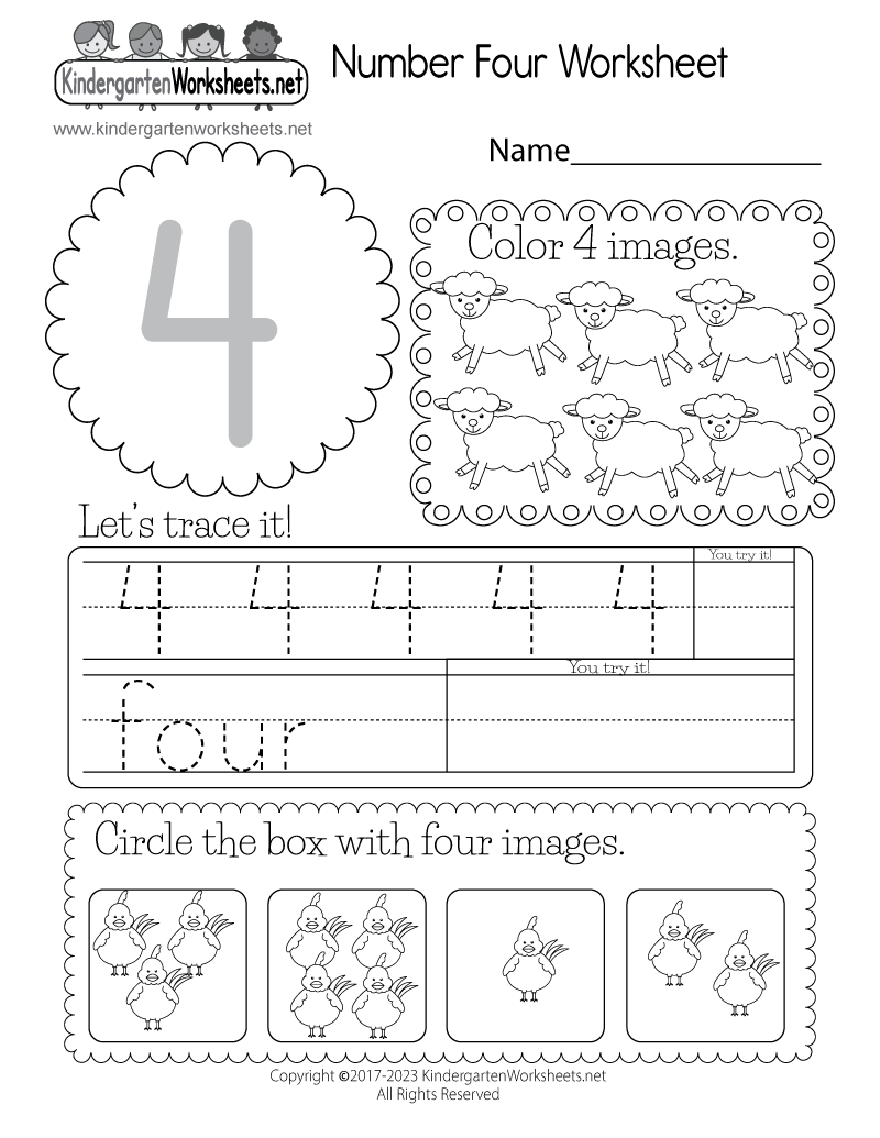number 4 activity sheets