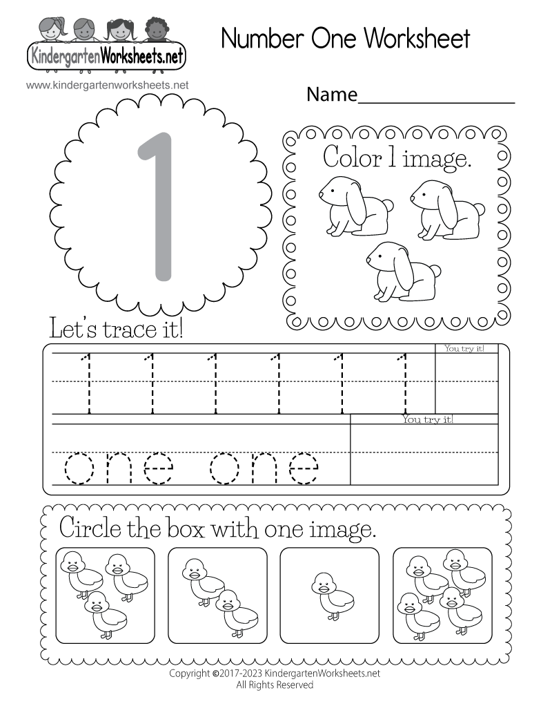 Free Printable Number One Worksheet Free Printable Number One Worksheet