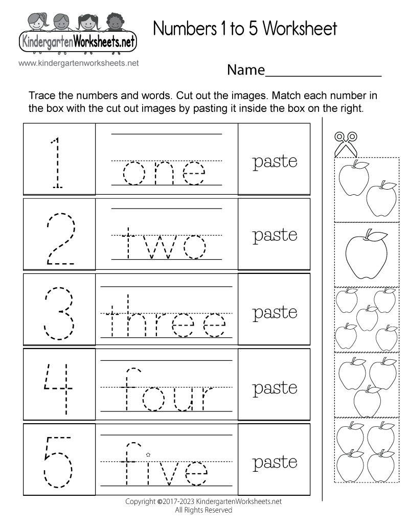 Free Printable Numbers 1 To 5 Worksheet