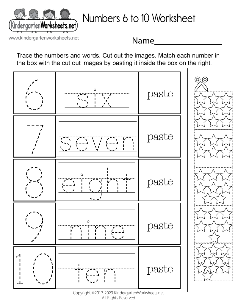 Free Printable Numbers 6 To 10 Worksheet