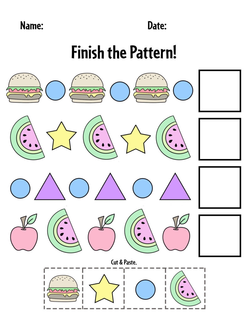 pattern sheets for kindergarten