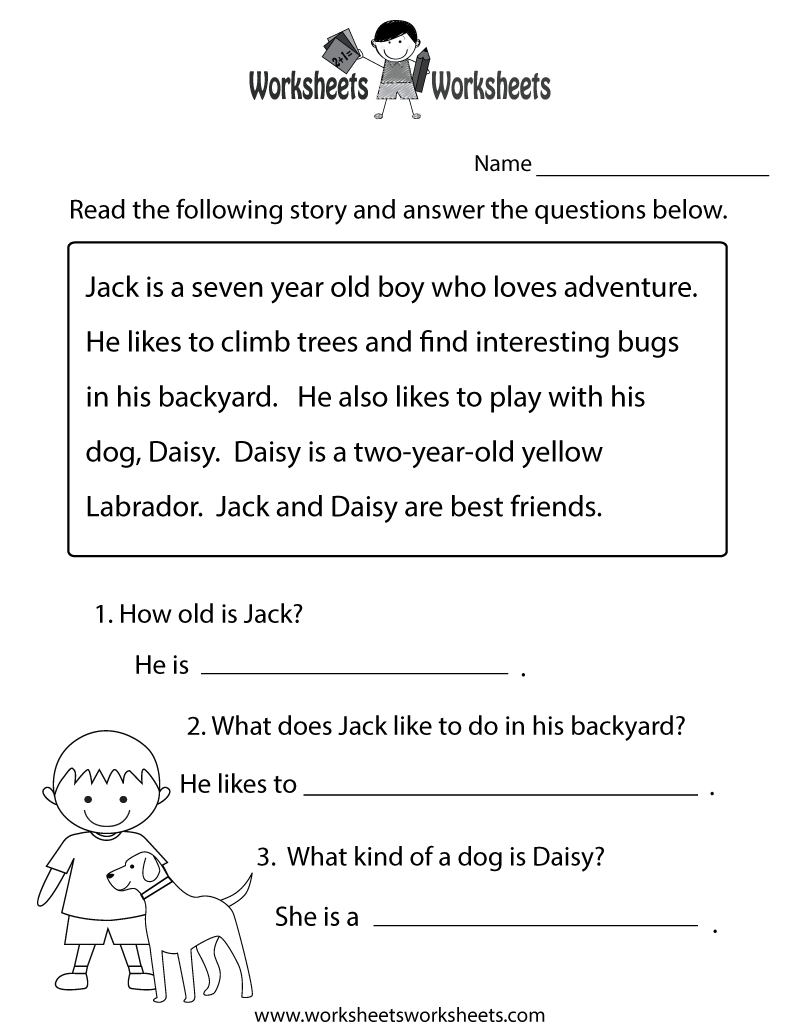 free worksheets for reading
