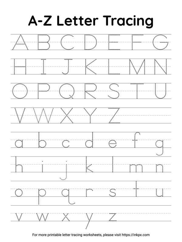 Free Printable Simple A To Z Letter Tracing Worksheets InkPx Free Printable Simple A To Z Letter Tracing Worksheets InkPx