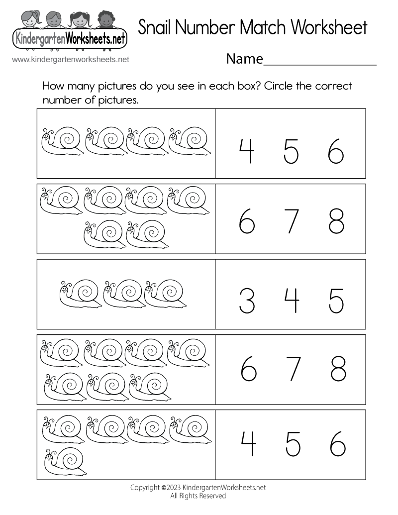 Free Printable Snail Number Match Worksheet Free Printable Snail Number Match Worksheet