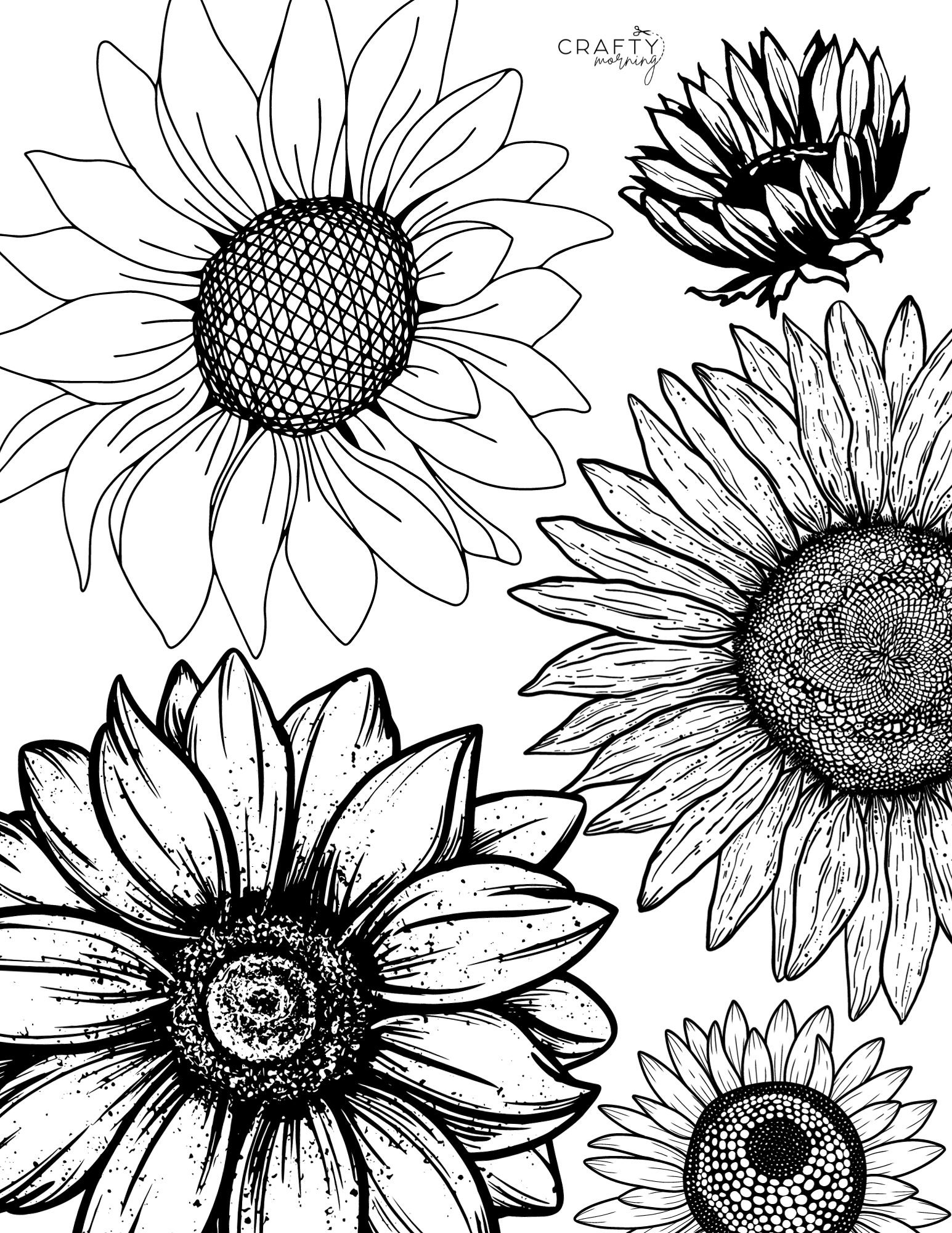Free Printable Sunflower Coloring Pages Crafty Morning