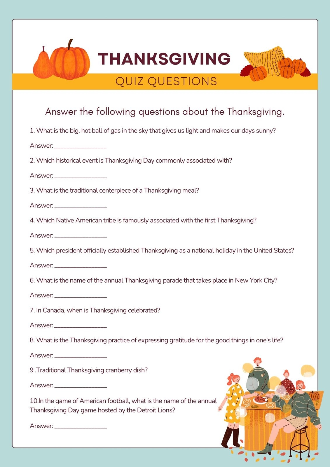 free printable thanksgiving worksheets