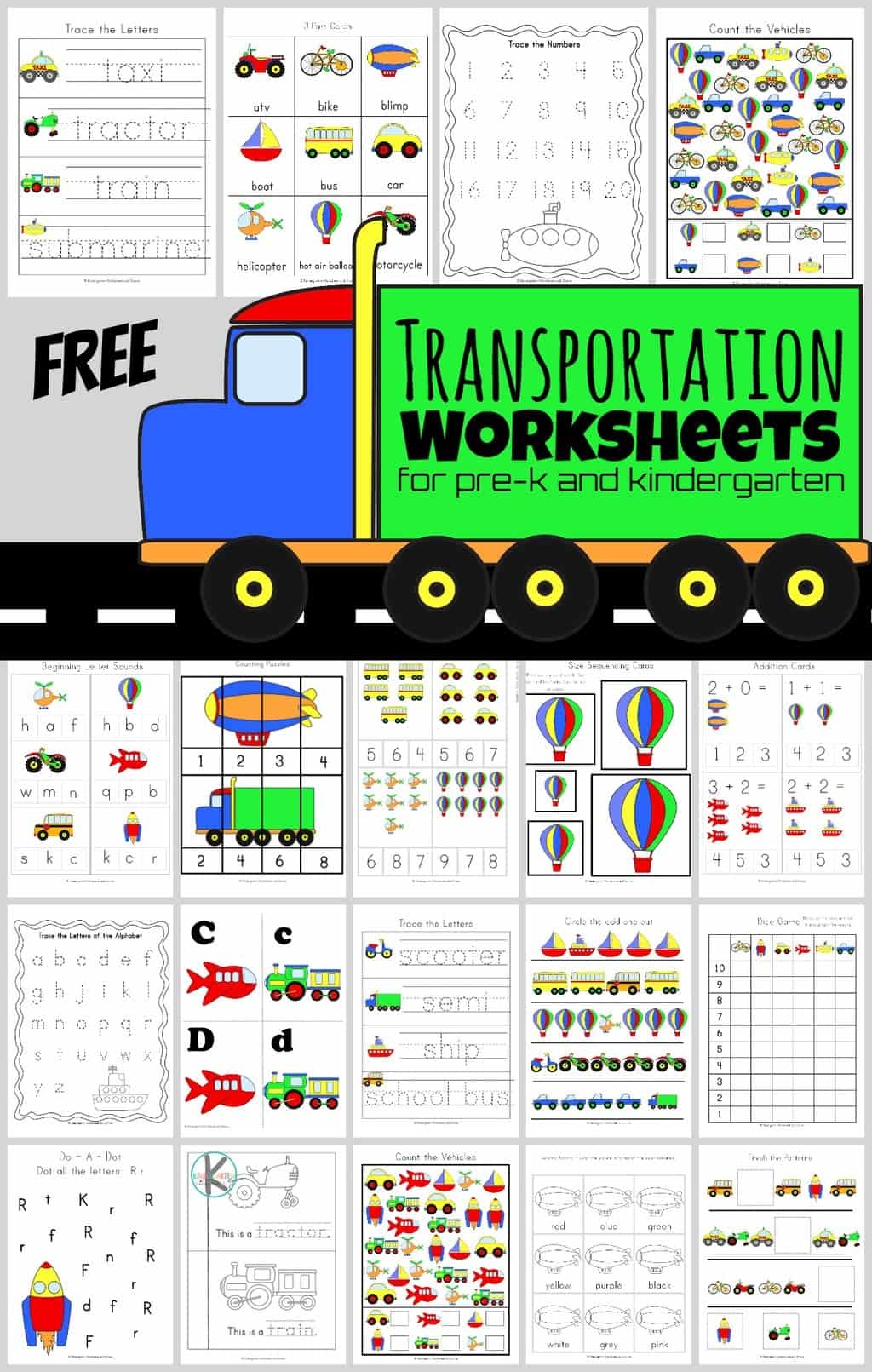 transportation worksheets for preschoolers