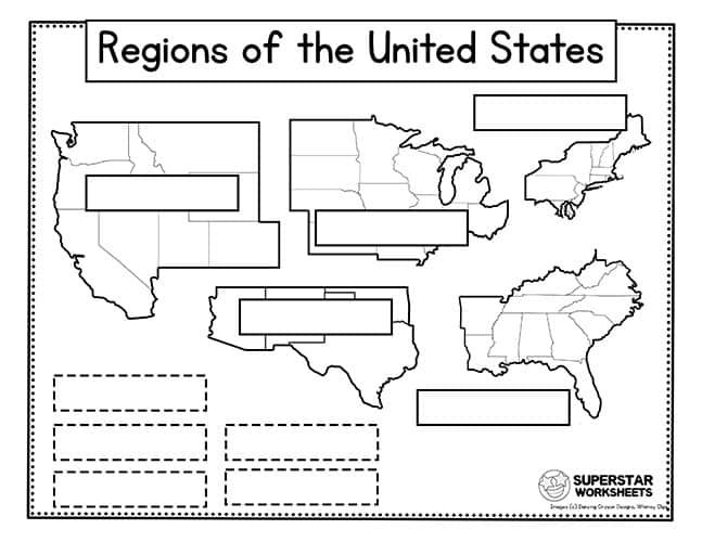 Free Printable Us Regions Worksheets