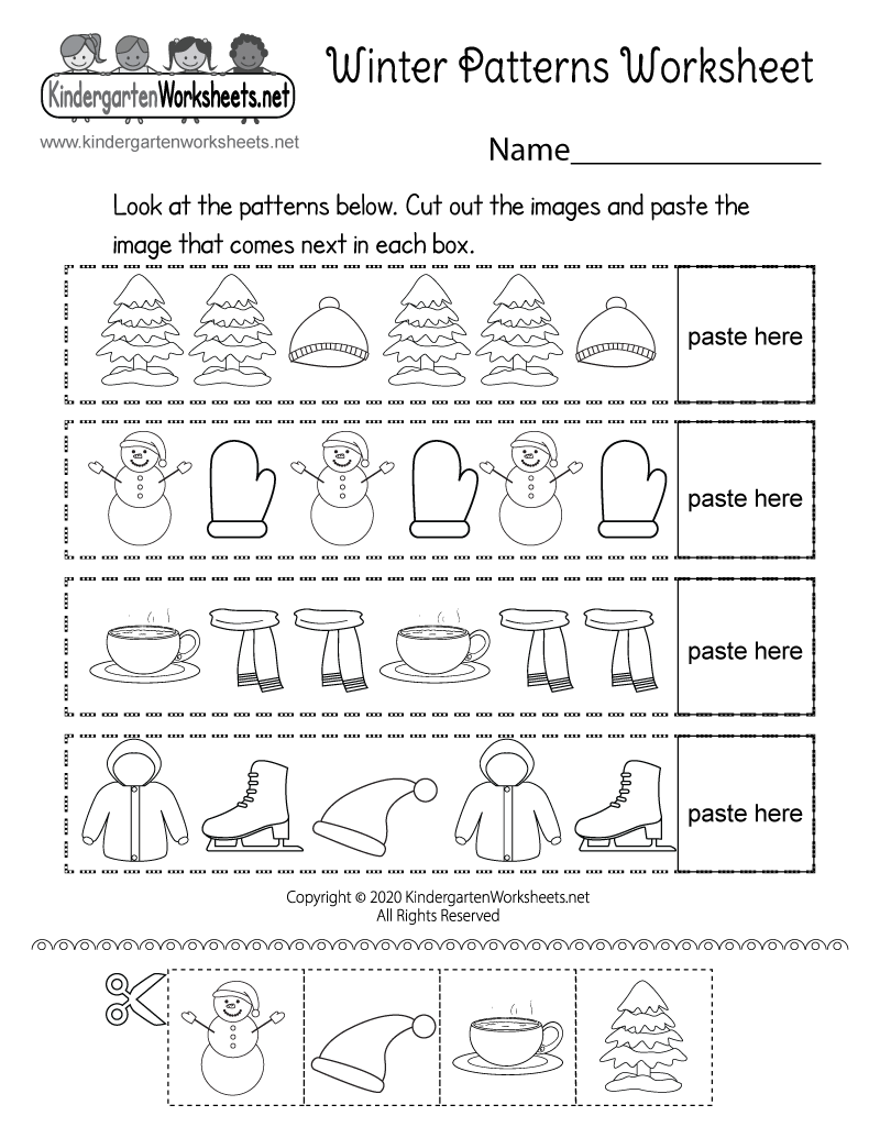 Free Printable Winter Patterns Worksheet