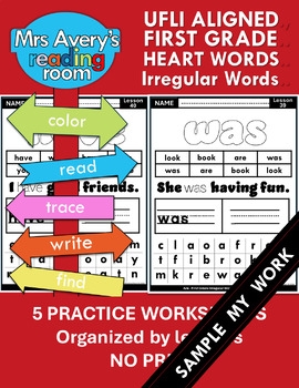 FREE SAMPLE UFLI Aligned Heart Words IRREGULAR WORDS 100 Worksheets 