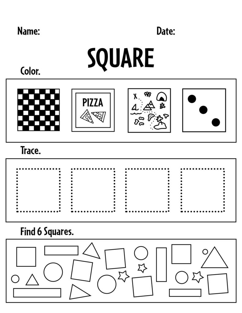 Free Square Worksheets For Preschool The Hollydog Blog