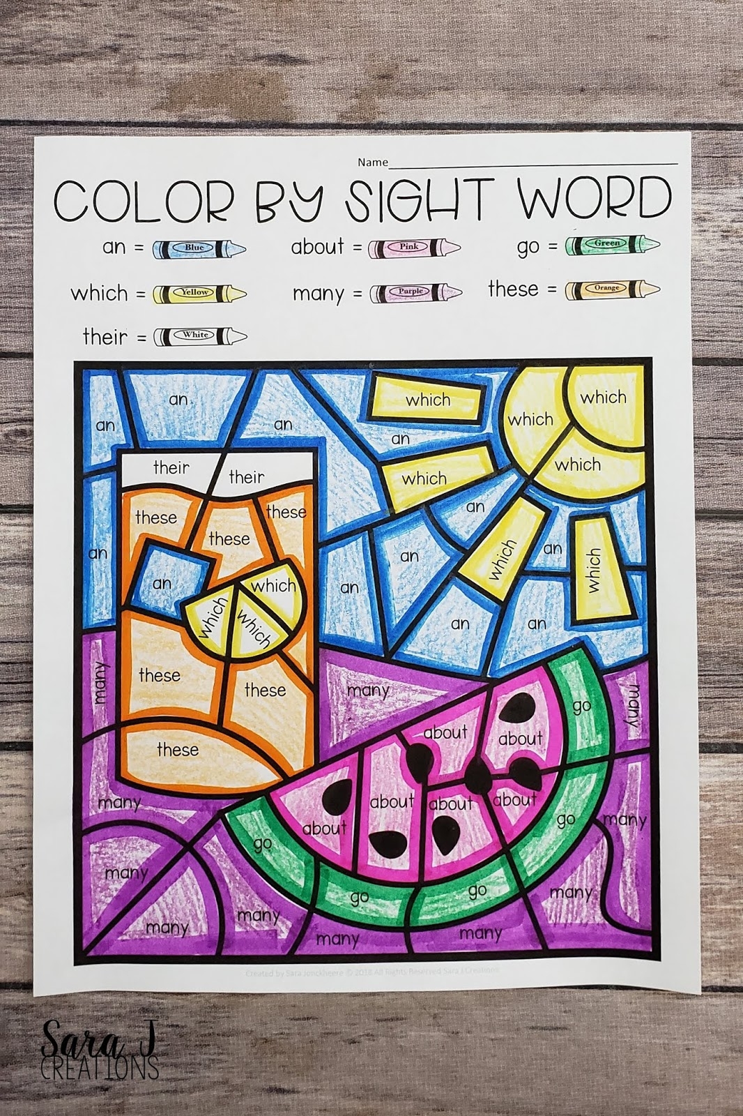 FREE Summer Color By Sight Word Coloring Pages Sara J Creations FREE Summer Color By Sight Word Coloring Pages Sara J Creations