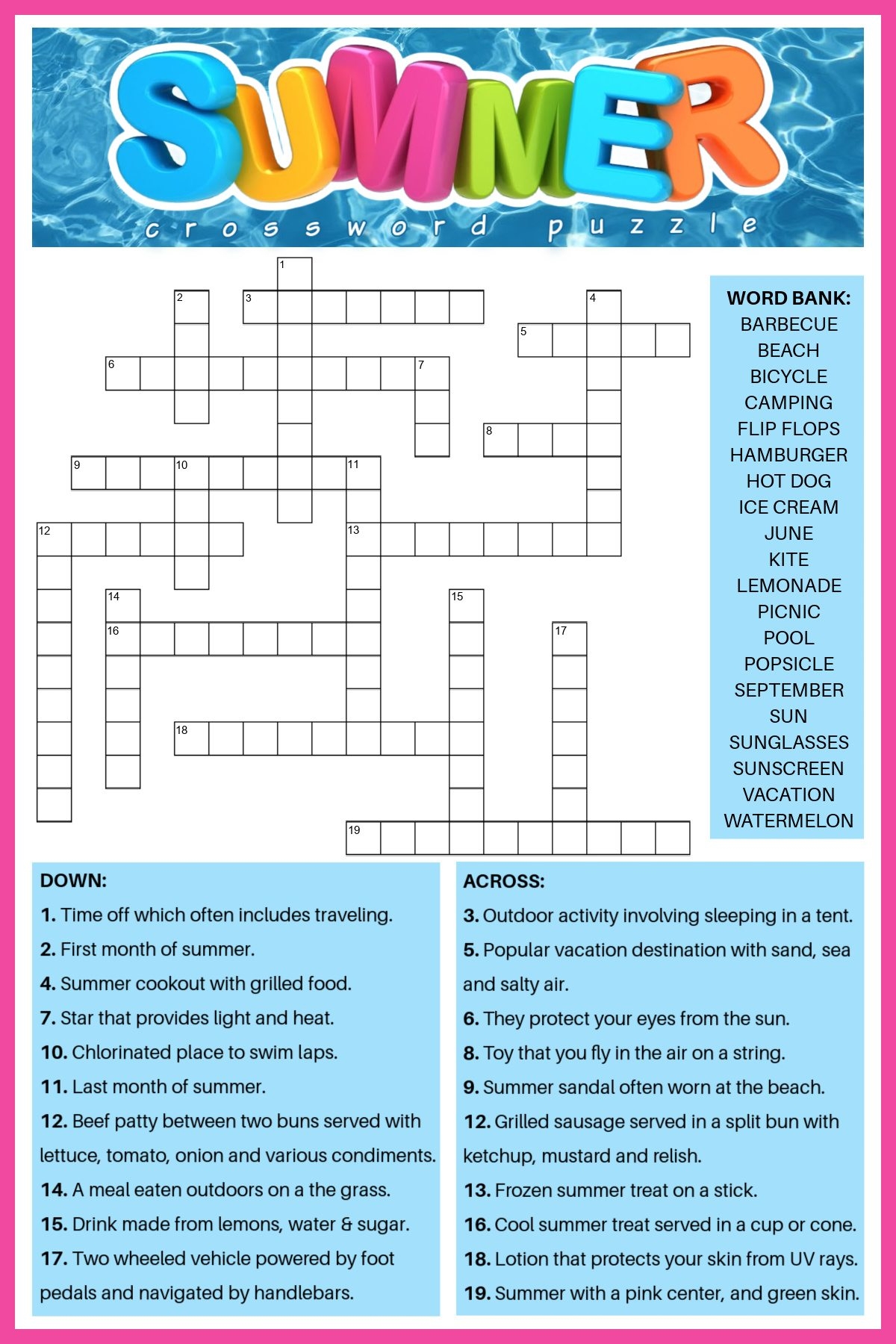 fun crossword puzzles printable fun crossword puzzles printable
