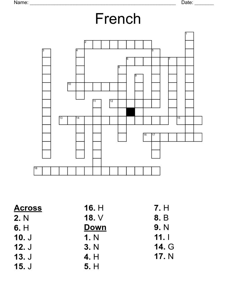 French Crossword WordMint