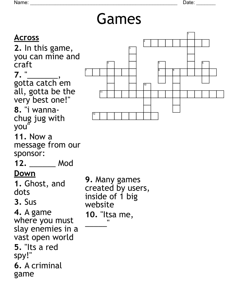 game crossword puzzle clue