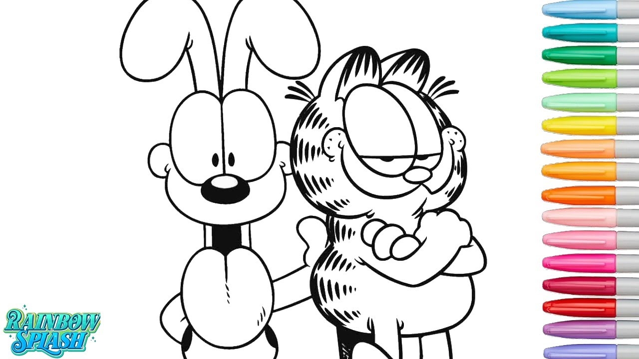 Garfield And Odie Coloring Page RainbowSplash YouTube
